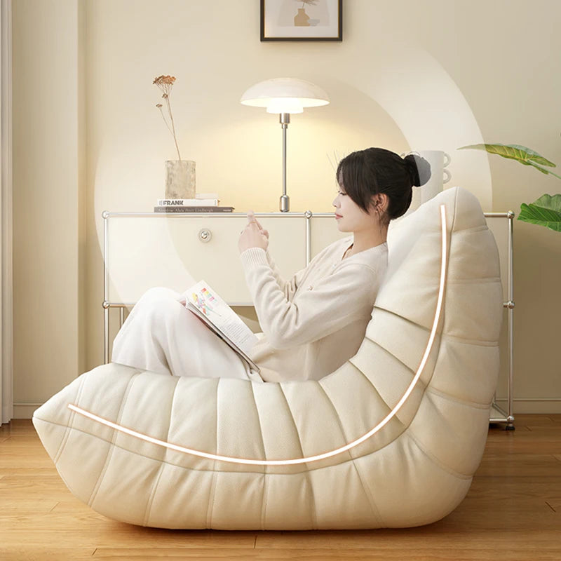 BIANXIANG Modern Medium Soft Firmness Double Seat L-Shaped White-Striped Design Velvet Synthetic Leather Cushions Bean Bag Sectional Sofas