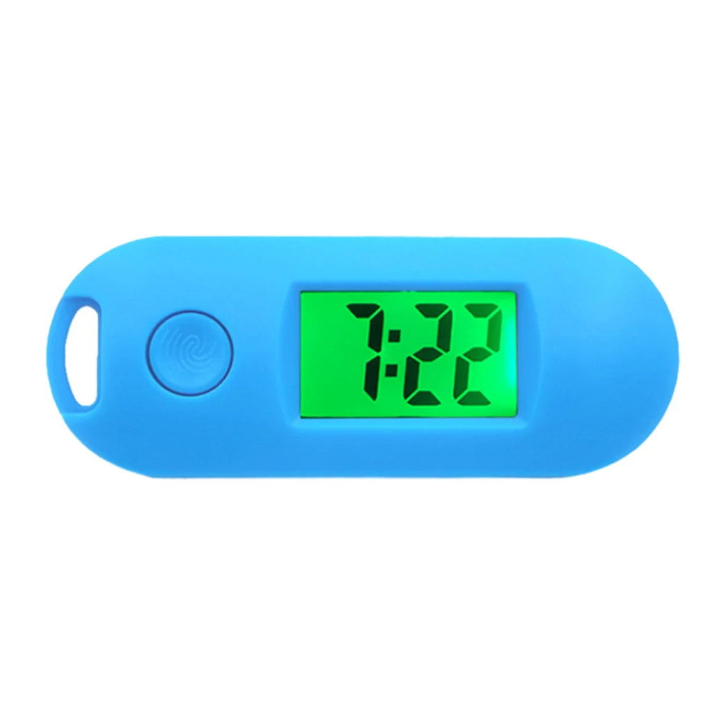 No-EN-Name-Null Adults Mini Compact Luminous Electronic Digital Display Long Blue Rectangle Plastic Shaped Keychain Pocket Watches/Colors-Grey/Blue/Pink/Black/Green/White