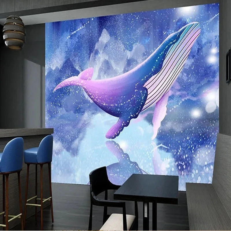 JIADOU Kids Waterproof Canvas Peel-Stick Multicolor 3D Cartoon Orca Whale-Starry Night Sky Silk Cloth  Removable Self-Adhesive Wall Vinyl Mural Wallpaper/Colors-Blue/Multicolor/Animal