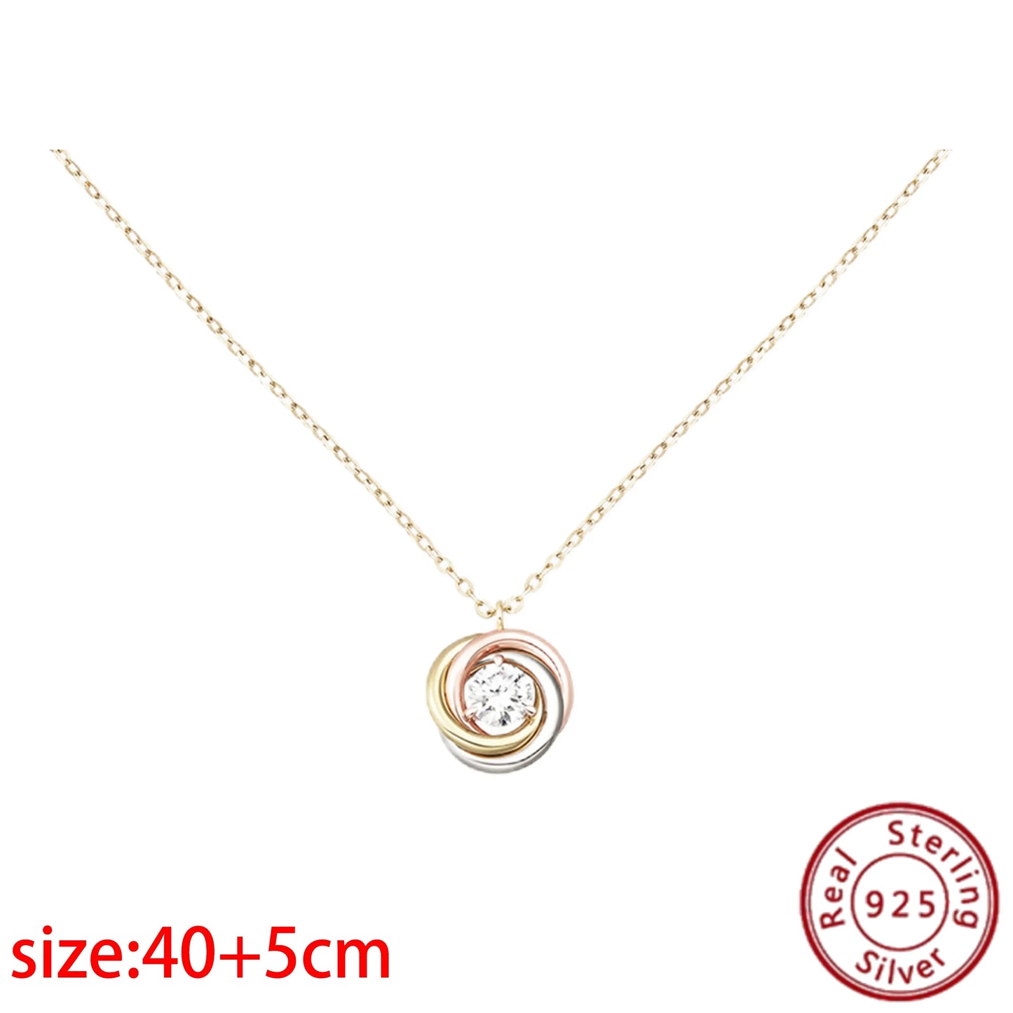 No-EN-Name-Null Adult Women Sterling Silver-Gold Plated Metal Zircon Clear White Diamond Stones Round O-Shaped Fine Imitation Chain Pendant Necklaces/Colors-Gold-Silver/Geometric/Clear/White/Rose Gold
