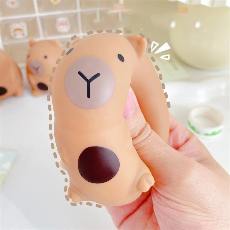 No-EN-Name-Null Adults Handheld Small Foam Synthetic Brown Plastic Cute Cartoon Capybara Mochi Animal Pinching Squishy Slow Rebound Anxiety-Stress Reliever Executive Toys/ Ages: 13-18 Years Old-Adults /Colors-Brown/Beige/Black/White/Yellow/Purple/Animals