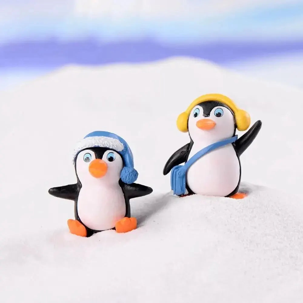 Modern 4 PCS Indoor Winter Wonderland Plastic Resin Body Black-White Cute Penguin Figurines Sets/Colors-Multicolor/Black/White/Pink/Yellow/Blue/Animals
