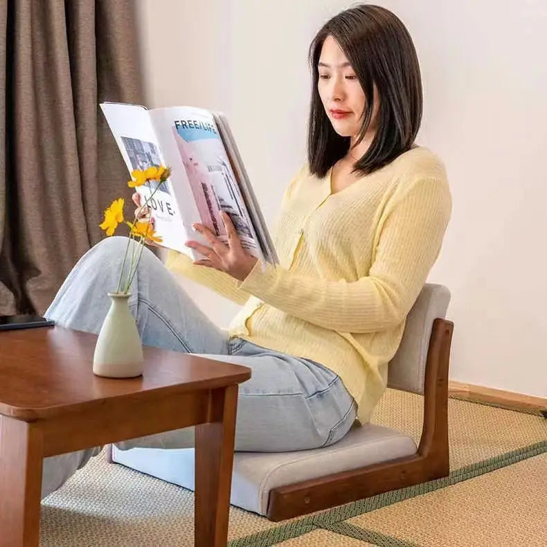 No-EN-Name-Null Modern Wood Frame Beige Backrest-Seat Cushion Armless Chaises