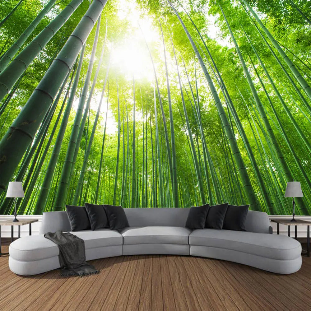 Bamboo tapestry natural landscape 3d printing wall hanging home decoration aesthetics room art wall decoration blanket