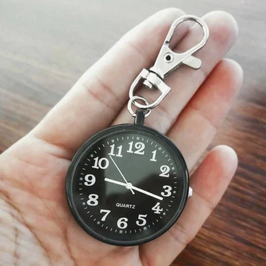 MOONBIFFY Adults Quartz Acrylic Face Silver Round Digital-Analog Display Stainless Steel Metal Lobster Clasp Buckle Nurses-Doctors Hanging Keychain Fob Pocket Watches/Colors-Red Rose/Red/Pink/Black/Silver/Grey/Gold/Dark Blue/Blue/Purple