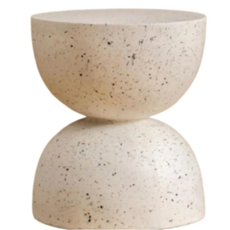 No-EN-Name-Null Modern Small Cream White Polished Flat Top Round Hourglass Shaped Fireproof Scratch-Resistant Magnesia Coffee Tables