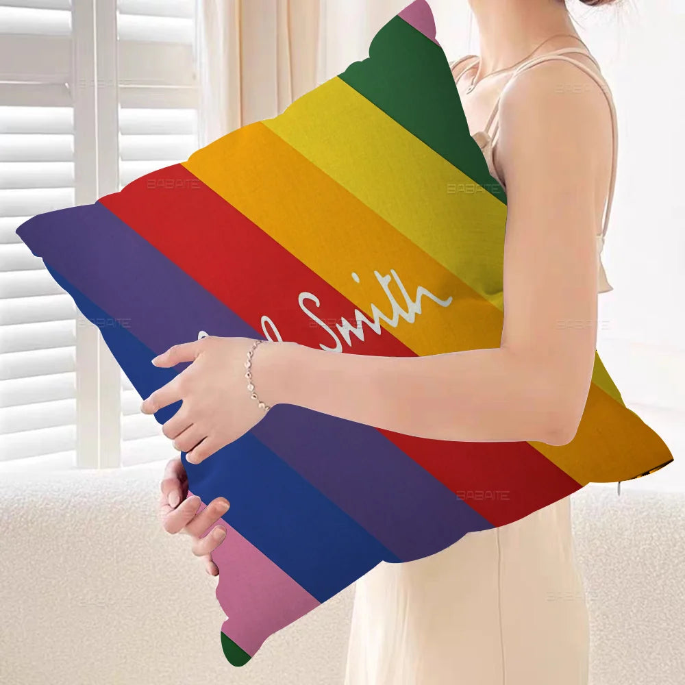 MINISO Printed Paul Smith Multicolor Square Double-Sided Cotton-Polyester Blend Washable Pillowcases/Colors-Multicolor/Striped/Purple/Black/Blue/Red/ 8 Sizes/(Pillow Not Included)/DO NOT BLEACH-DRY CLEAN/Ironing Temperature 100'Celsius