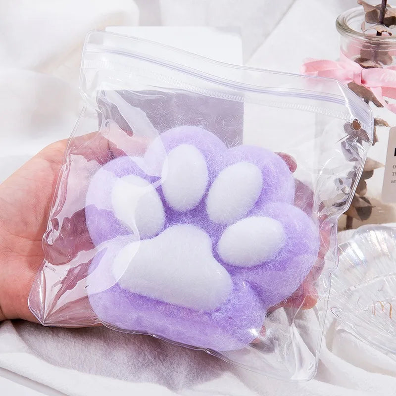No-EN-Name-Null TPR Clear Plastic-Soft Sticky Cartoon Animal Cat Paws Print Inside Stress-Anxiety Relief Squeeze Pinch Family Executive Toys/Colors-Purple/Pink/Clear/Animal/Ages: 6-18 + Years Old-Adults