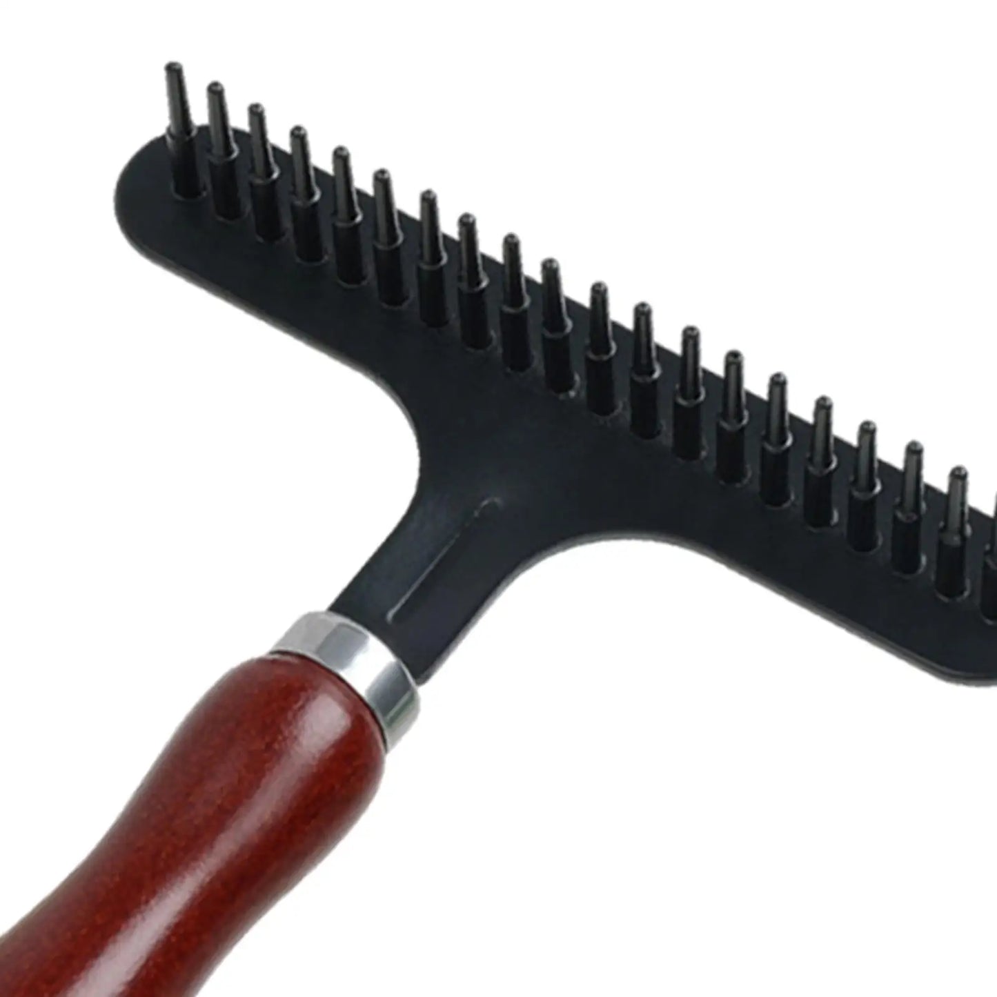 HOMYL Indoor Handheld Manual Portable Brown Solid Wood Handle Brown-Black Metal Teeth Head Grooming Rakes Carpet Sweepers