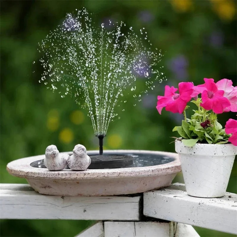 LETIITTGOO Outdoor-Indoor Garden Solar-Powered Floating Black-Multicolor Plastic Round Body Water Pump Waterfall-Fountains