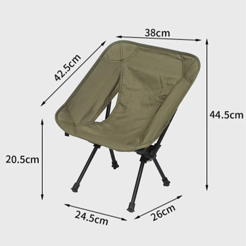 No-EN-Name-Null Modern Outdoor Adults Green Upholstered Padded Tear-Resistant Soft Oxford Cloth Fabric Moon Camping Super Light Aluminum Metal Frame Folding Chairs/Colors-Green/Blue/Beige/Gray