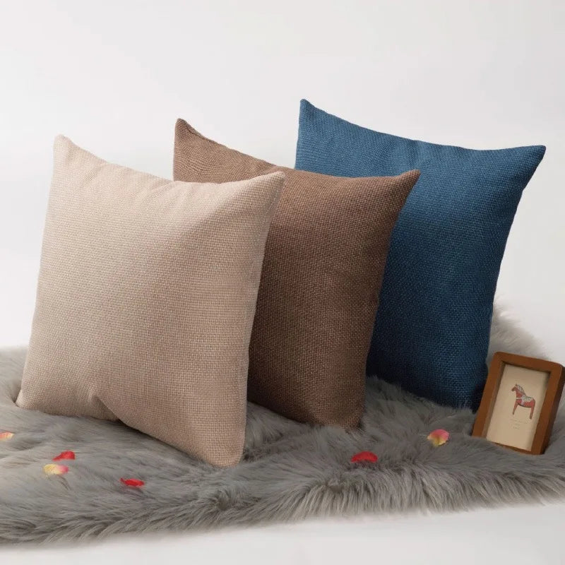 No-EN-Name-Null Modern Soft Velvet-Linen Multicolor Fabric Blend Square Machine Washable Decorative Pillowcases/Colors-Gray/Beige/Yellow/Orange/Red/Brown/Blue/Green/Multicolor