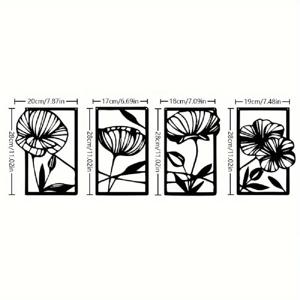 HELLOYOUNG Modern Black-Brown Iron Metal Three-Panel Realistic Natural Trees Art Plaques/Size: 36.61 x 14.41 inches