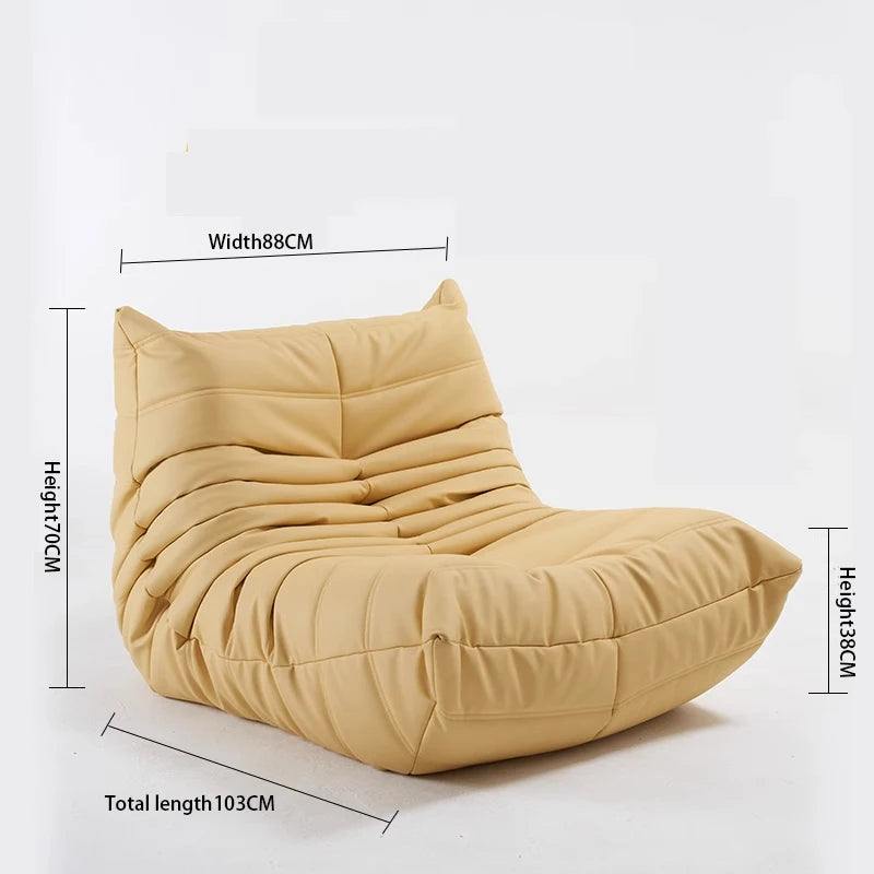 No-EN-Name-Null Modern Armless Soft Plush Orange Upholstered Padded Faux Synthetic Leather Fabric Cushions Caterpillar Bean Bag Chairs/Colors-Orange/White/Black/Blue/Pink/Gray