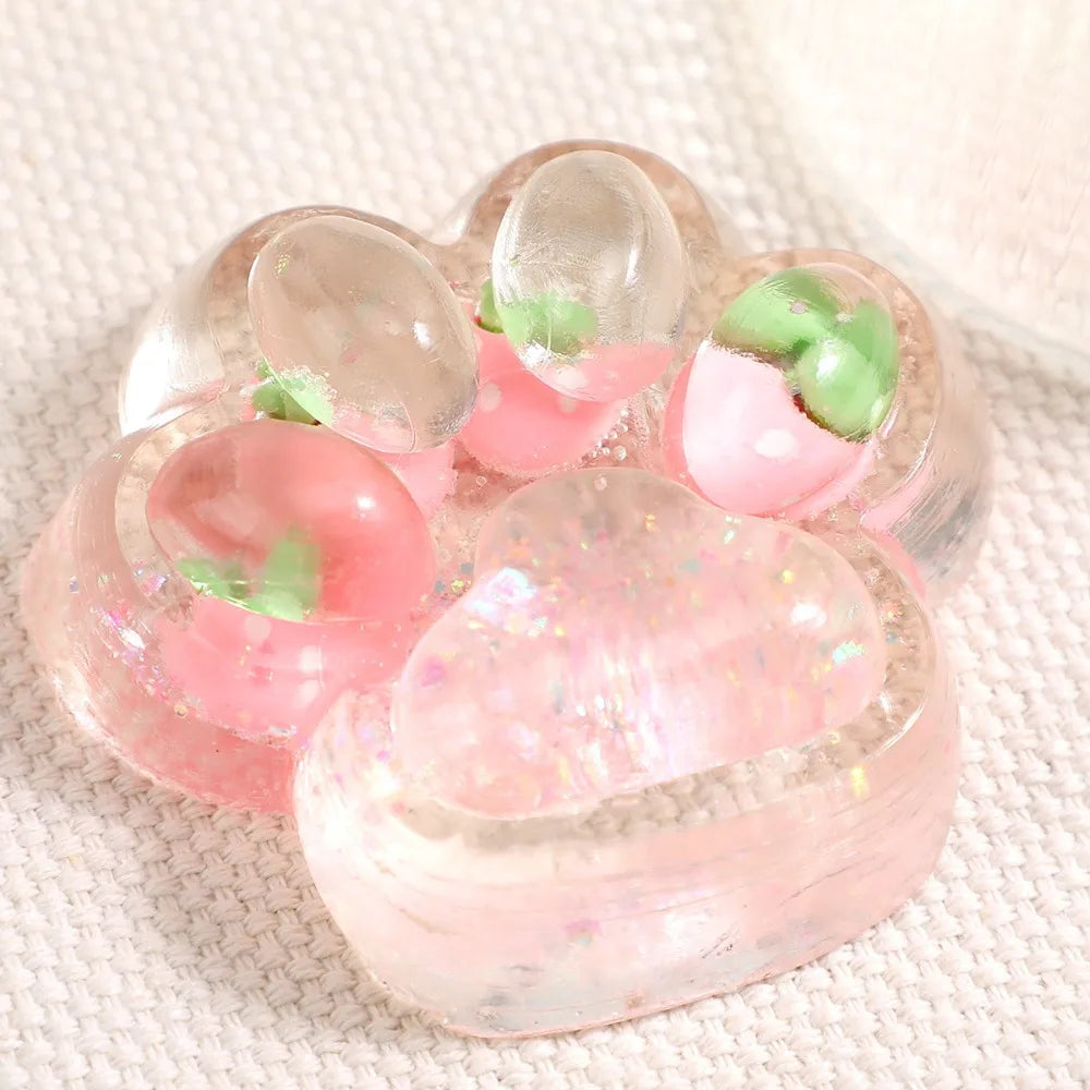 No-EN-Name-Null Kids Clear Transparent-Pink-Black Kawaii Cat Paws Pinch Squeeze Squishy Toys / For Ages: 6-18 Years Old/Colors- Black/Pink