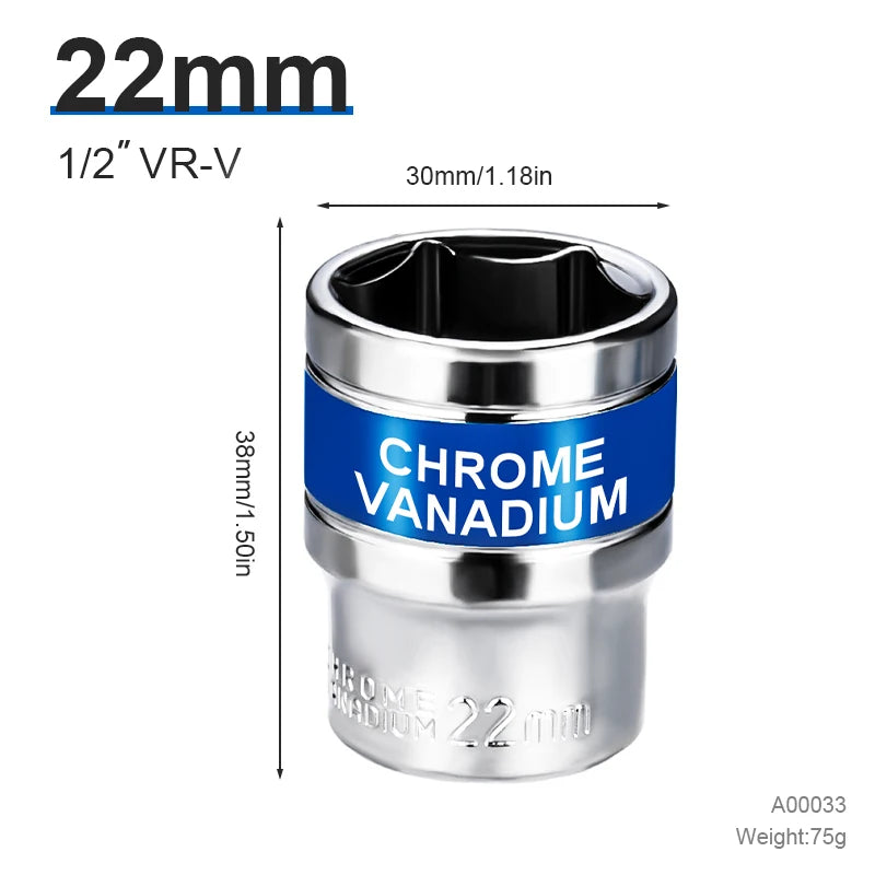 NIUXIANG Blue-Silver Chrome-Plated Steel Deep Impact Anti-Slip Card Slot Design 1/2 Hex Drive Socket Sets