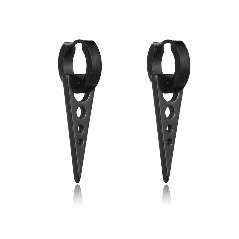 Unisex Metal Stainless Steel Imitation Black Studded Punk Earrings