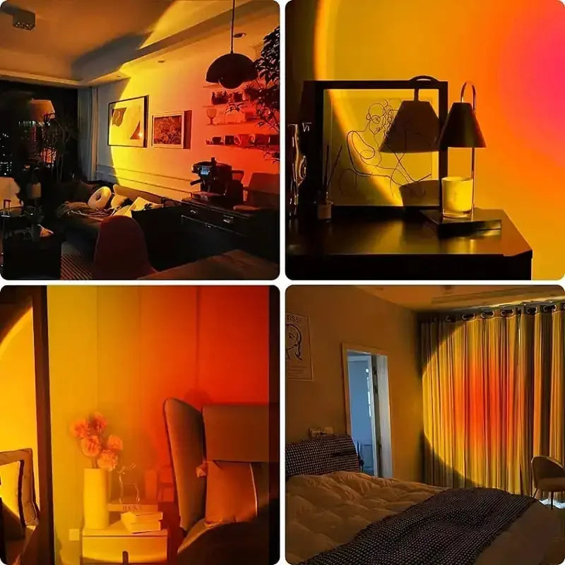 Sunset Yellow USB Night Light Projector Table Lamp /Color-Black
