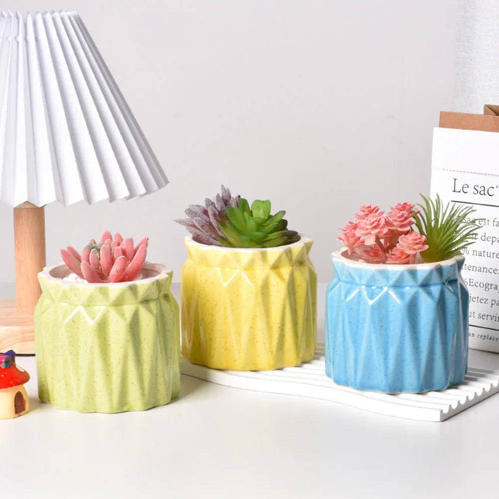 No-EN-Name-Null Small Geometric White Round Ceramic-Like Flowerpot Silicone Milky White Craft Molds