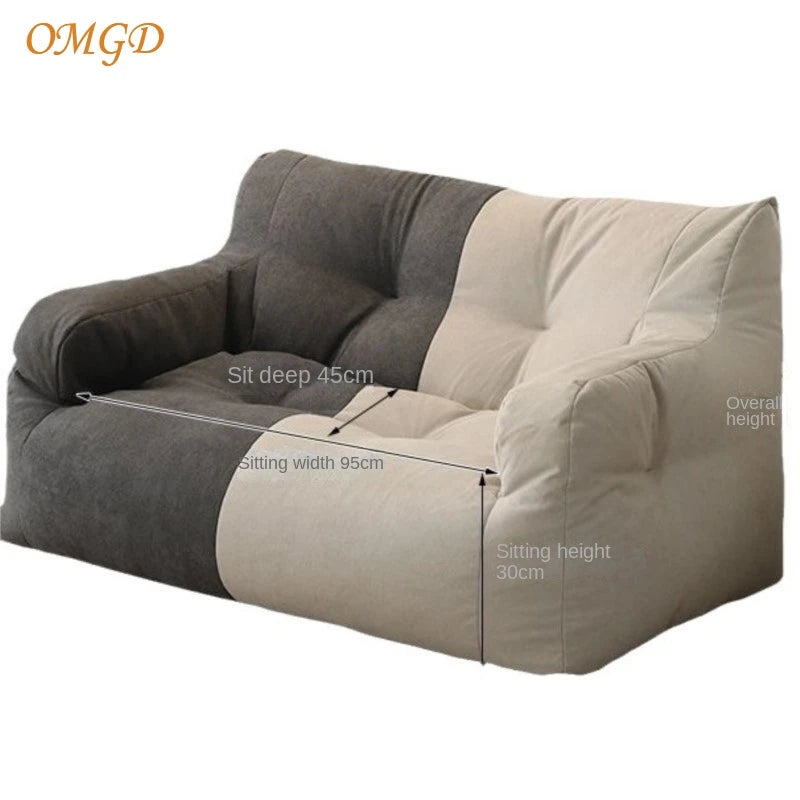 OMGD Modern Medium Firmness Wear-Resistant Removable Washable Soft Plush Thick White Upholstered Padded Breathable Polyester Cotton-Linen Fabric Cushions One Person OMGD Lazy Double Chaise Lounges Sofas/Colors-Beige/Gray/White