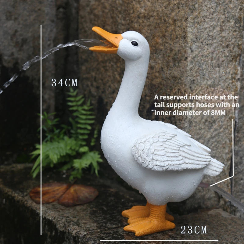 No-EN-Name-Null Outdoor White Realistic Resin White Goose Spraying Water Garden Sculptures/Colors-White/Brown/Yellow/Gray/Green/Black/Animal