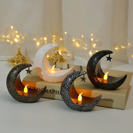 Plastic Semi-Handmade-Mechanical Modern Middle East Star-Moon Shape Candleholders/Colors-Bronze/Black/White