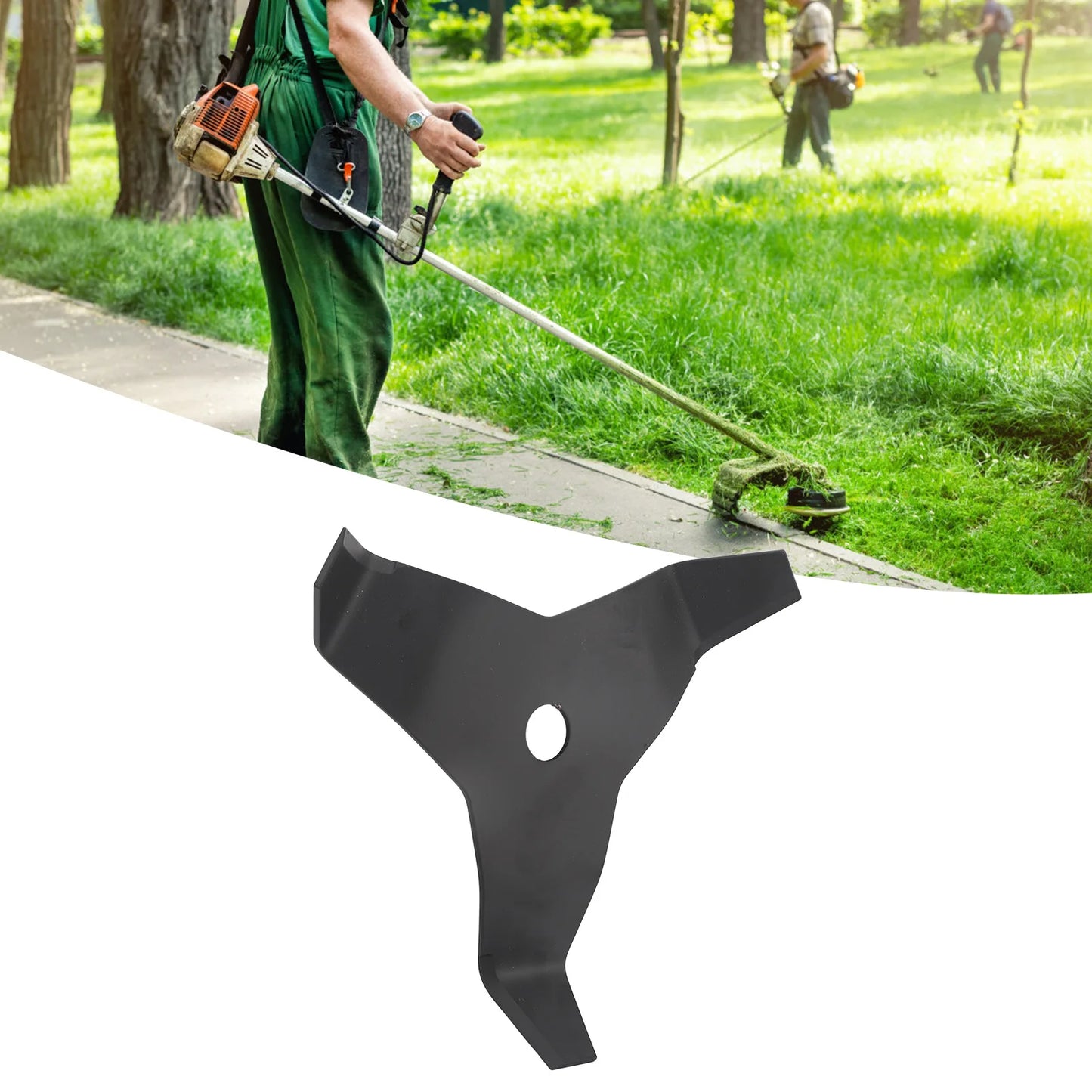 WALFRONT Garden Outdoor Black Carbon Steel 3 Teeth Brush Cutter Heavy Duty Weed Trimmer Blades