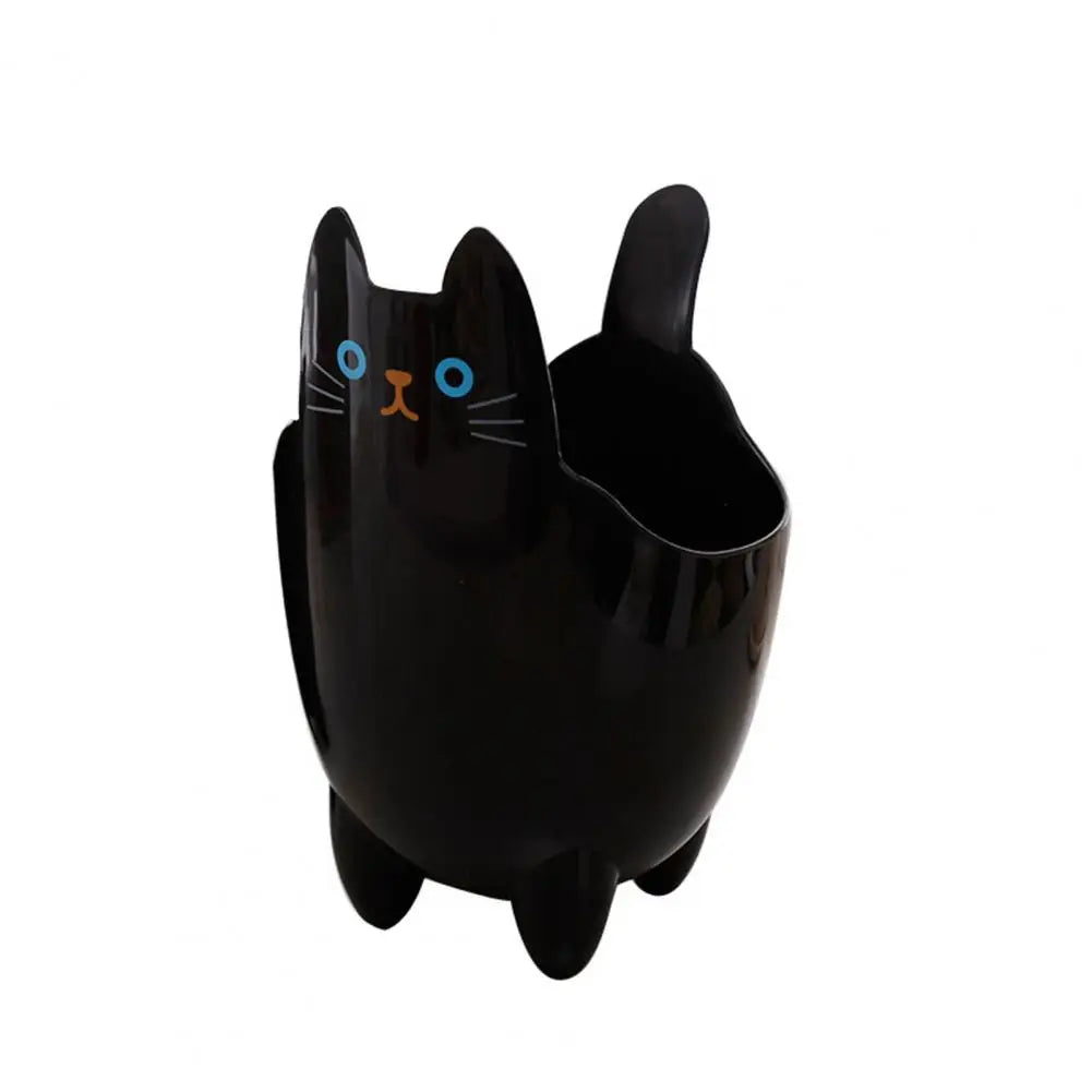 No-EN-Name-Null Large Thick Black Plastic Cute Cartoon Cat Face Custom Shape Desktop Trash Cans/No Cover/Colors- Animal/White/Black/Pink/Multicolor