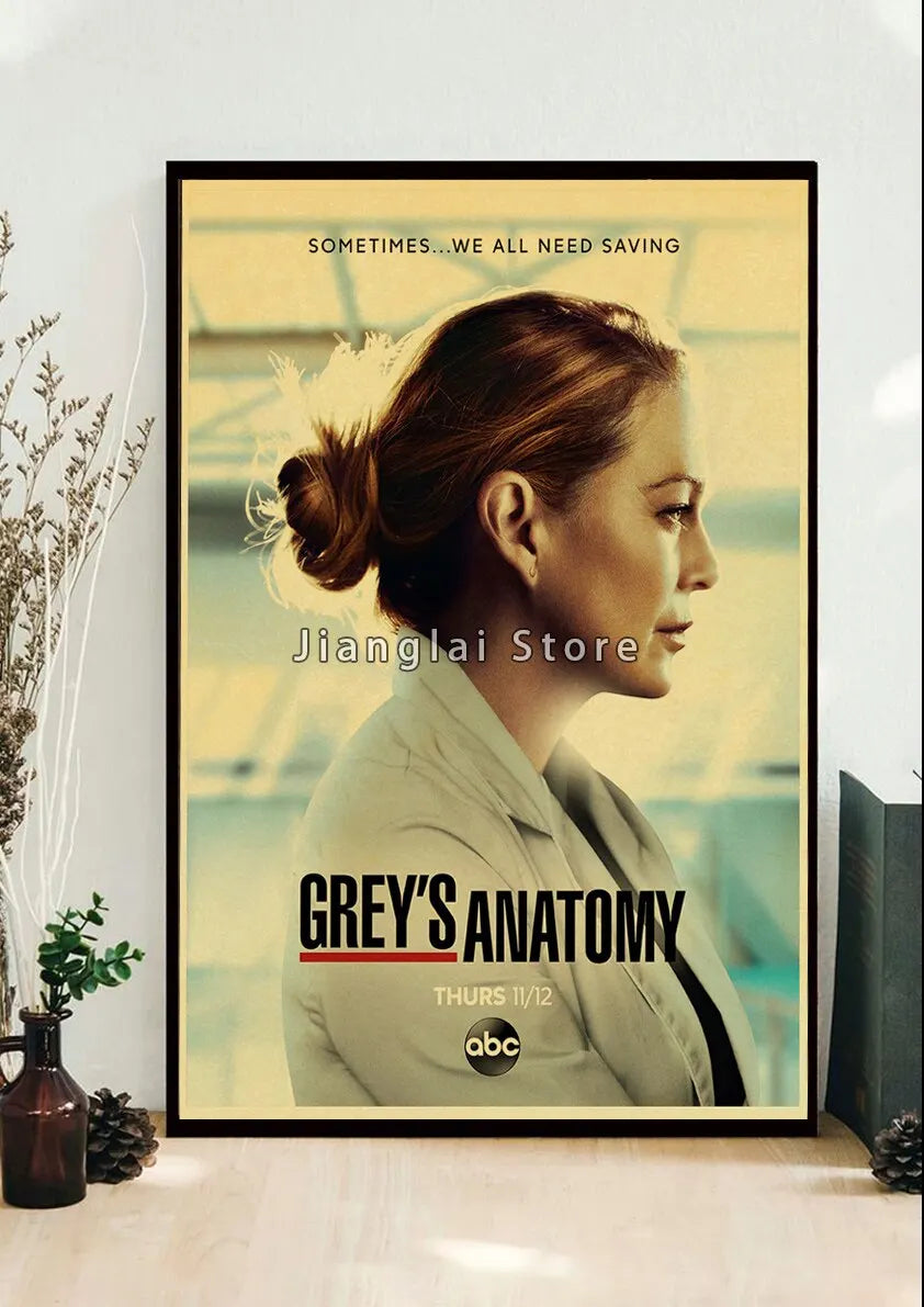 No-EN-Name-Null Unframed Printed Polyester Canvas Anime Cartoons-Movie-TV-Pop Culture-Life Changes In A Heartbeat Greys Anatomy Style Wall Art Posters/ Colors-Multicolor/Black/Beige/White/Gray/Gold/Floral