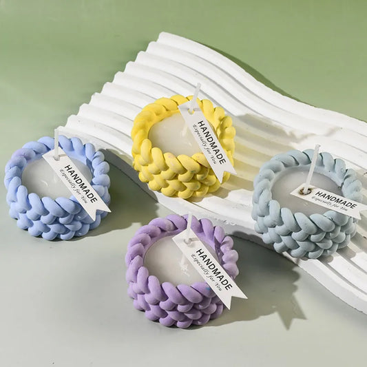 SILIKE LUFEI DIY Round Hemp Rope Shaped Candle Cup Silicone Resin Milky White Craft Molds