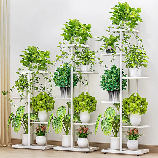 No-EN-Name-Null Indoor White Wrought Iron Metal Tall Multi-Layered 5 Tier Plant Stands/Colors-White/Gold/Black/Silver