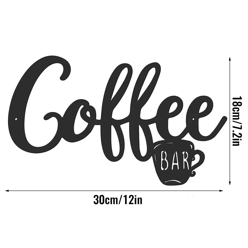 Black Kitchen Modern Iron Hanging Coffee Bar Signs/Size: Approx.11.81 x 7.09 inches