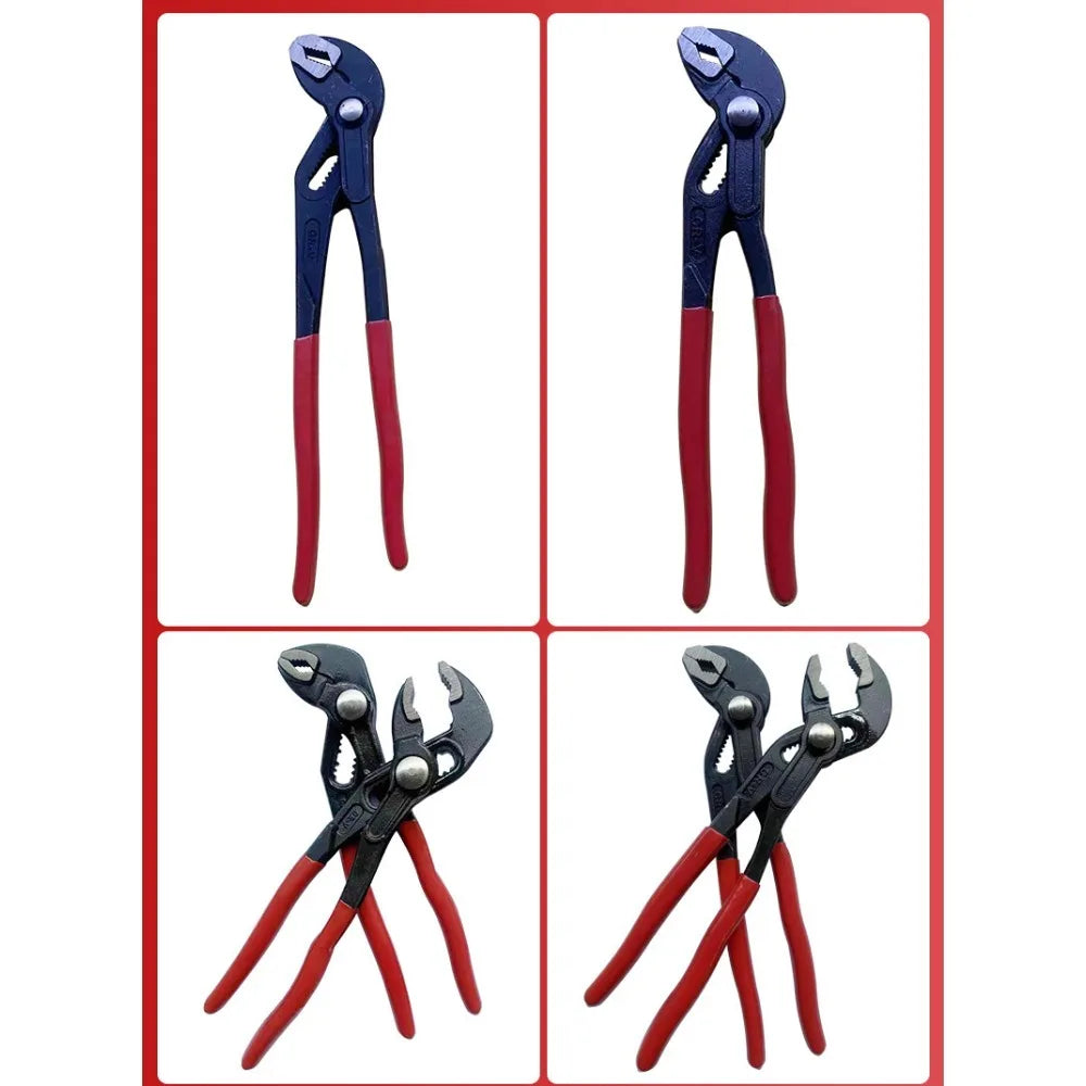 ALLSOME DIY Metalworking Handheld Black-Red Plastic Coated Handles Quick-Adjusting Chrome-Plated Steel Water Pump Pliers/Sizes: 7-10-12 Inch