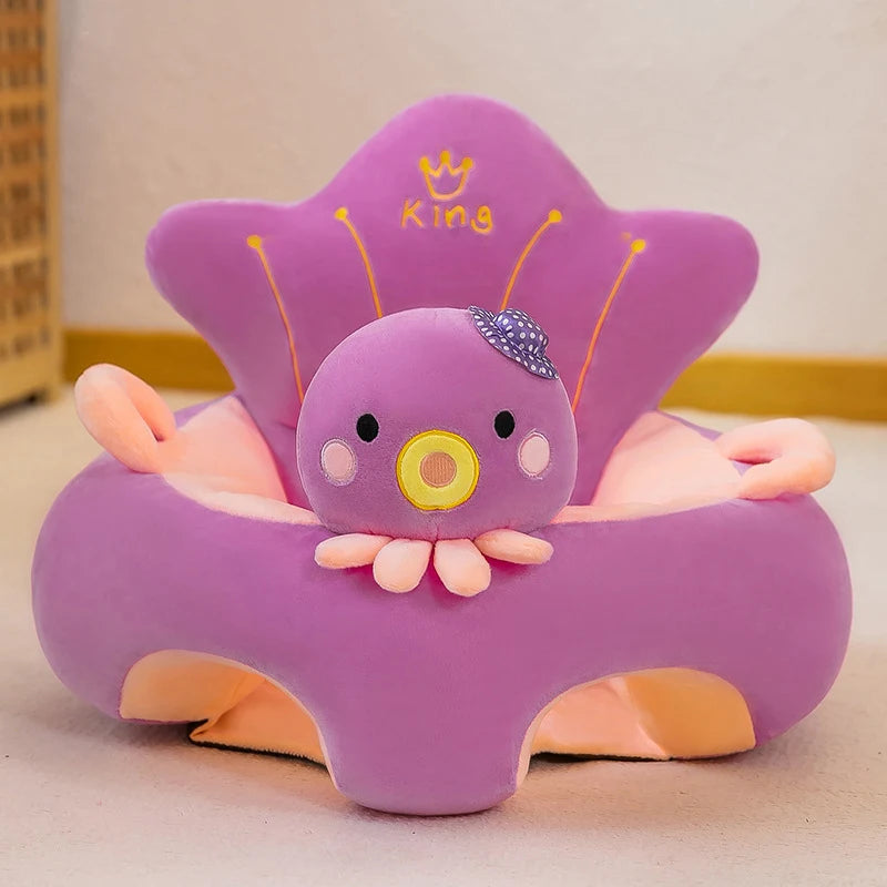 Babies Upholstered Super Soft Velvet Cartoon Animals Faces Learning To Sit Comfortable Plush Chairs/Ages: Fits 3 Months-2 Years Old/No Filling/Colors-Animals Multicolor