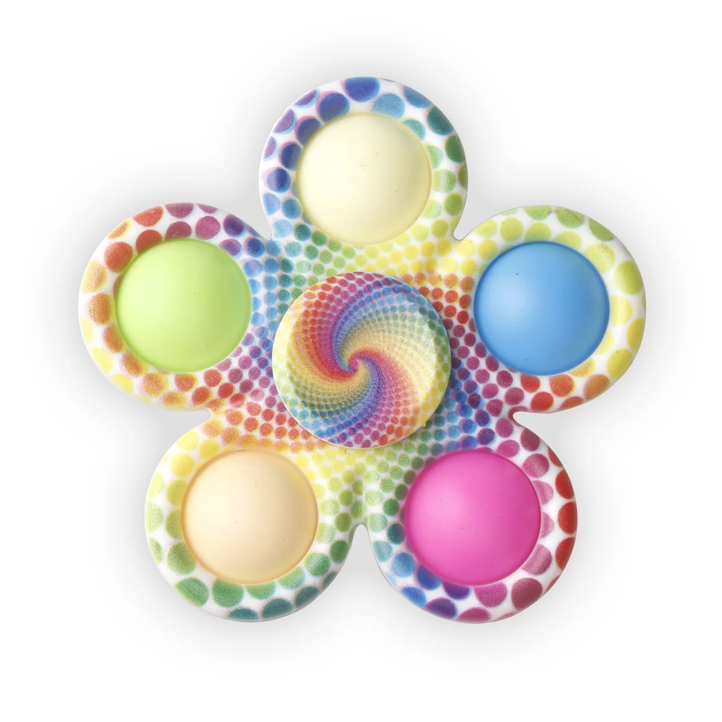 MOONBIFFY Teens-Adults Plastic Rainbow Tie-Dyed Fidget Spinner Bubble Popping Finger Toys /Ages: 13-18 Years Old/Colors-Tie-Dye/Multicolor/Dots