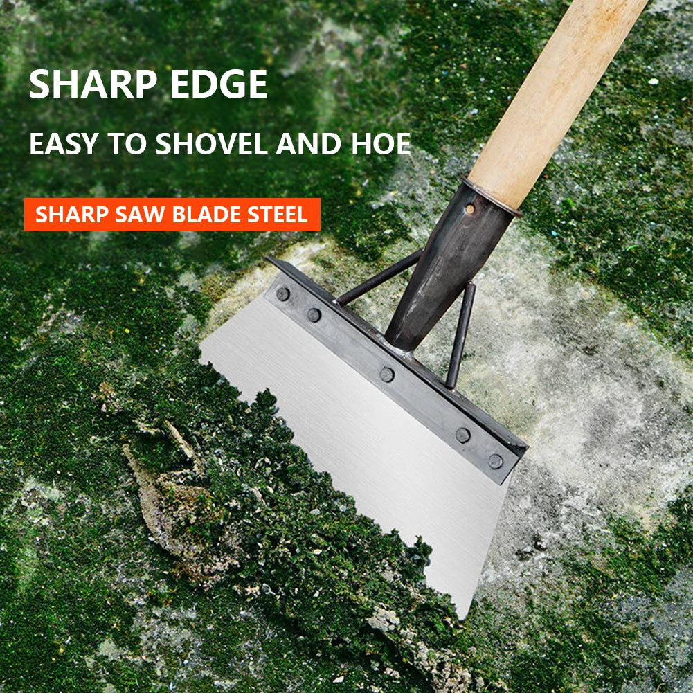 SHUNMAII Outdoor Solid Wood Handle Silver Manganese Steel Blades Rust Resistant Garden Sharp Flat Edge Cleaning Shovels