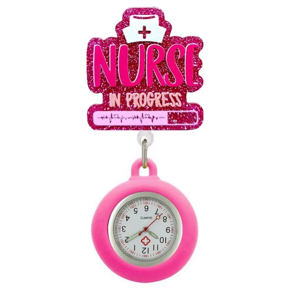 No-EN-Name-Null Adults Digital Movement Pink Plastic Round Cover Retractable Cartoon Anime-I'm Stuck On You!-2 Pink Band-Aid White Watch Face Arabic Numeral Nurse-Doctor Metal Fob Watch Brooches-Lapel Pins/ Colors-Pink/Black/Blue/Red/White/Multicolor/Dots