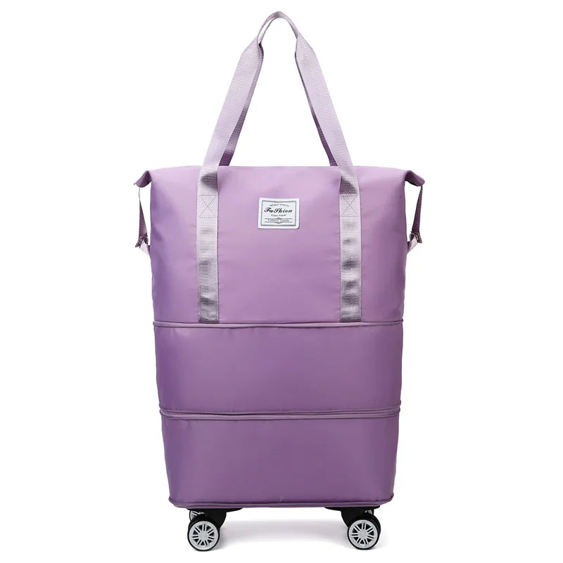 RILIBEGAN Waterproof Large Black Oxford Fabric Dry-Wet Separation Slit-Zipper External Pockets Polyester Lining Crossbody Shoulder Straps-2 Handles Four Detachable Wheels Built-In Laptop Compartment Travel Backpacks/Colors-Purple/Gray/Blue/Black/Pink