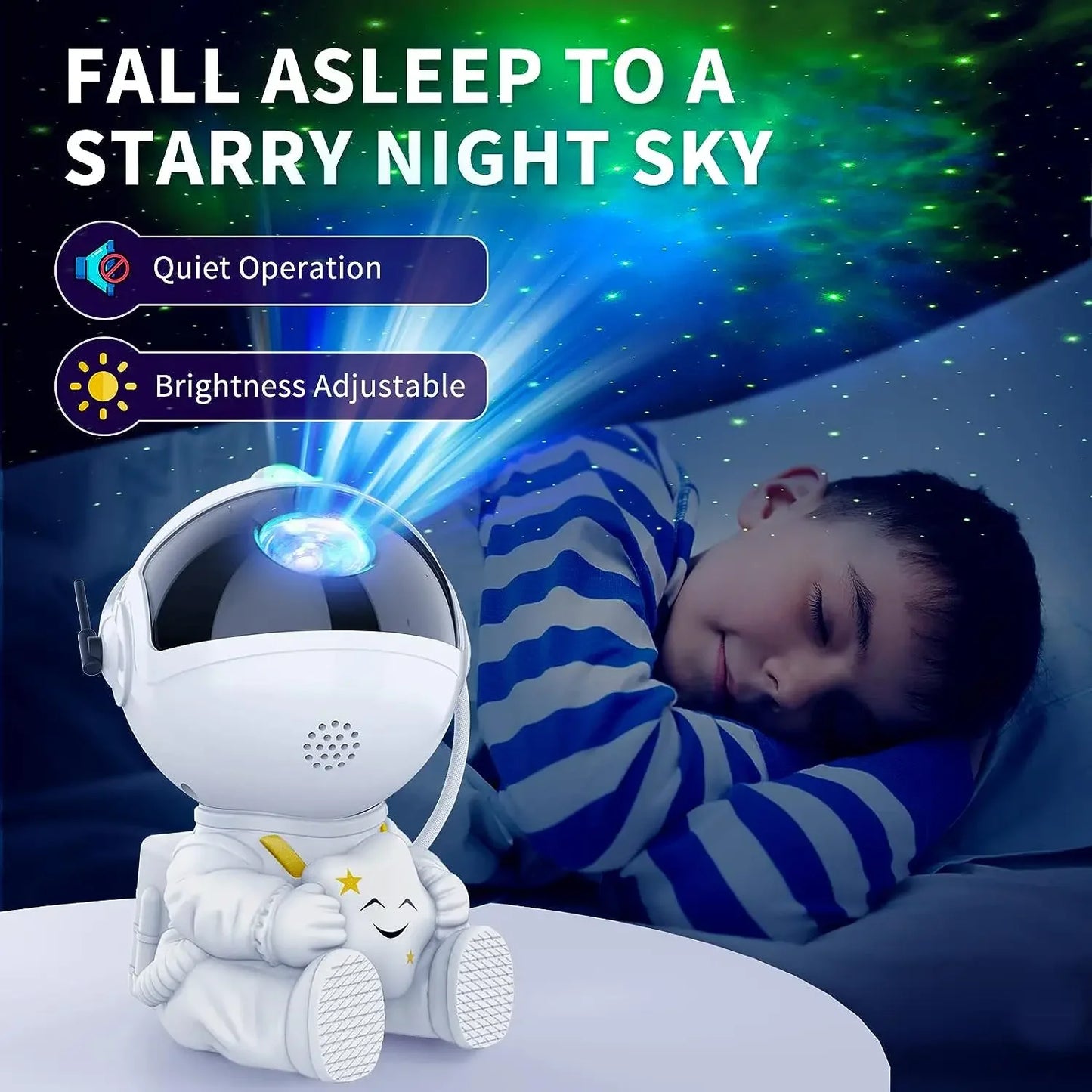 PETALOVE Kids Remote Control Seven Colors LED Lights Galaxy Starry Night Sky Black-White Astronaut Hard ABS Plastic Body Light Projector Night Lights/Bulbs Included/Colors-Multicolor/Black/White