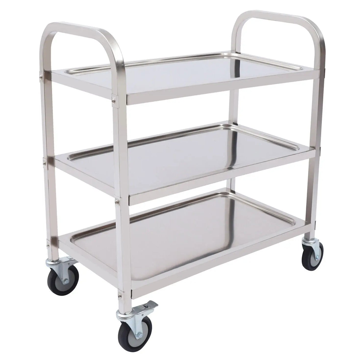 NULL 3 Tiers Stainless Steel Silver Metal Four Wheels Kitchen Carts/ 29.53x15.75 inches/ Load Capacity  20kg/44.09lbs Per Shift