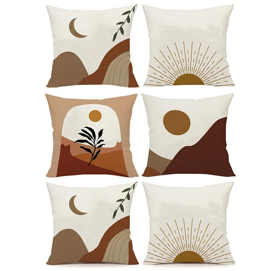 No-EN-Name-Null Decorative Square Polyester-Cotton Blend Fabric Single-Sided Boho Pillowcases/Colors-Beige/Brown/Multicolor/Floral/Geometric/Traditional Closure