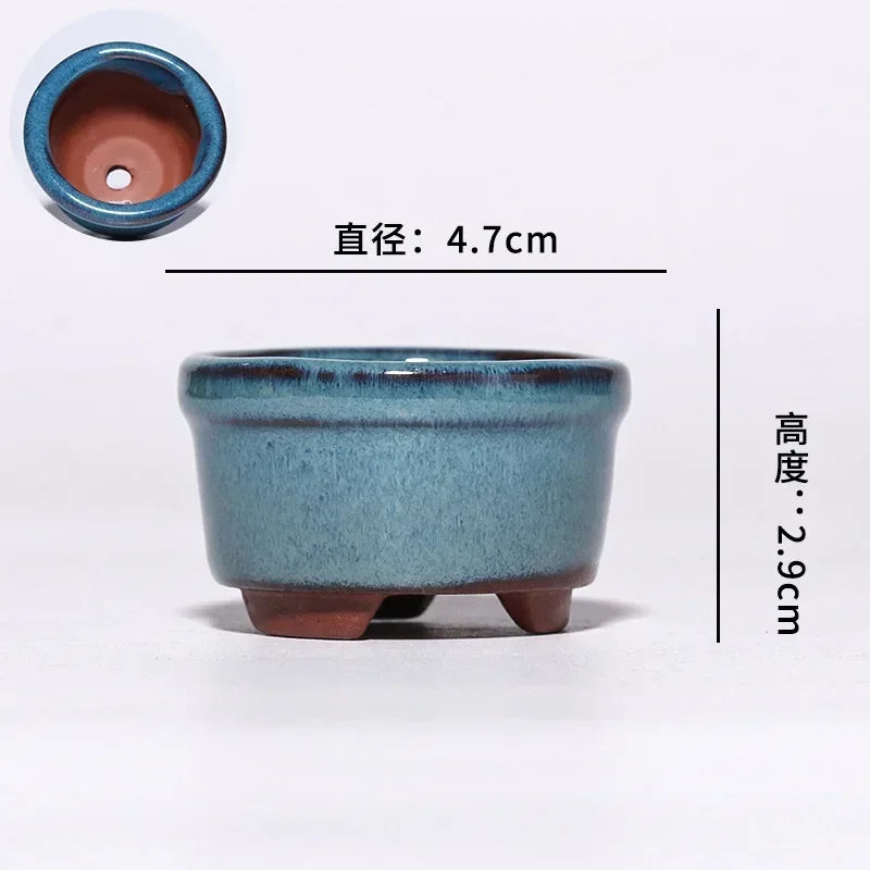 No-EN-Name-Null Indoor Mini Handmade Glazed Blue-Brown-Purple Ceramic-Purple Clay Succulent Multi-Shaped Thumb Flower Pots