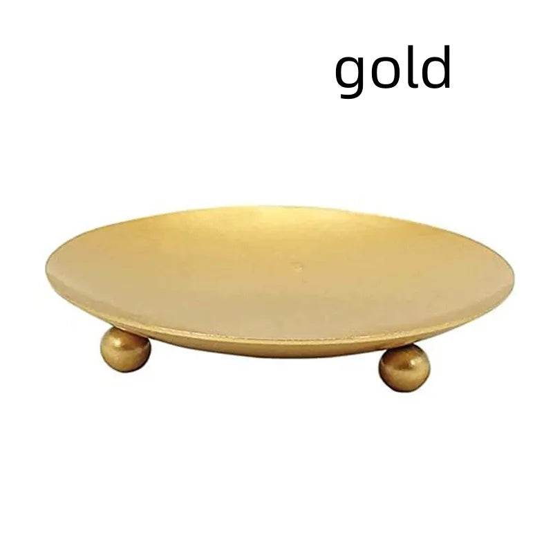 Modern Flat Iron Metal Rust Free Column Round Ball Feet Base Candleholders/Colors-Black/Gold