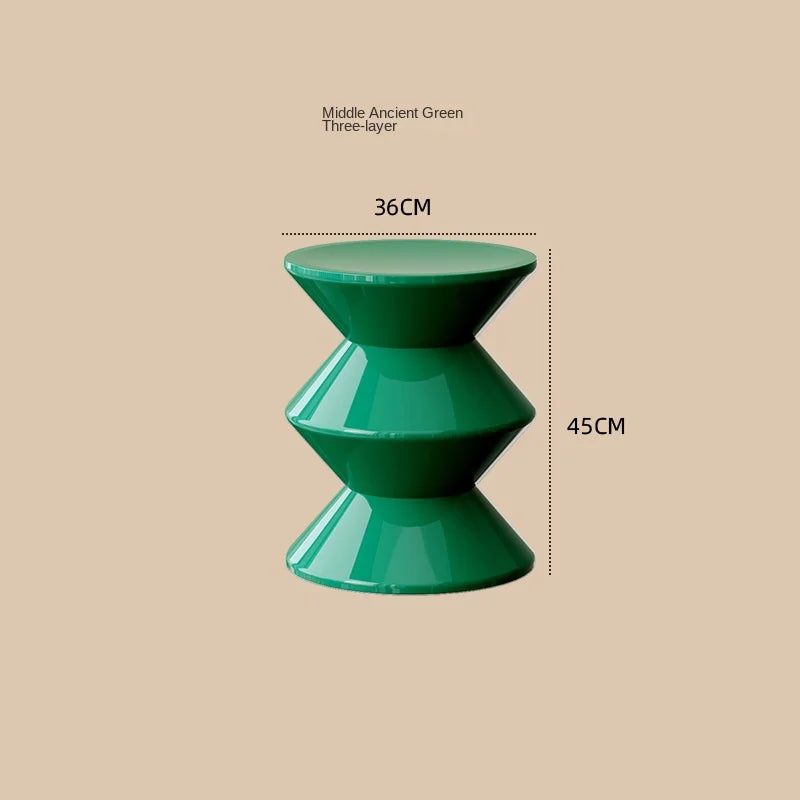 ZISIZ Customized Classic Antique Black Round Shaped PP Hard Flat Plastic Stackable Easy Storage Foldable Low Stools/Colors-White/Green/Red/Orange/Black