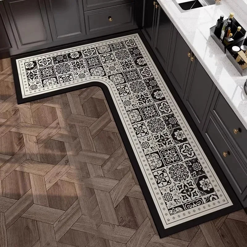 L-Shape Anti-Slip Scratch Resistant Wilton Cartoon Waterproof/Oil Proof /PVC Leather Customized Kitchen Mats/Colors-Geometric/Beige/Multicolor/Animal/Brown/Black/Many Sizes