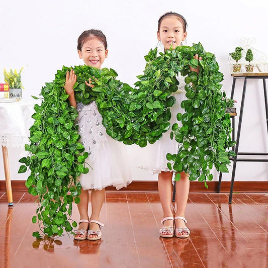Outdoor Green 12 PCS Set Artificial Rattan Garland Non-Flowering IVY Vine Plants
