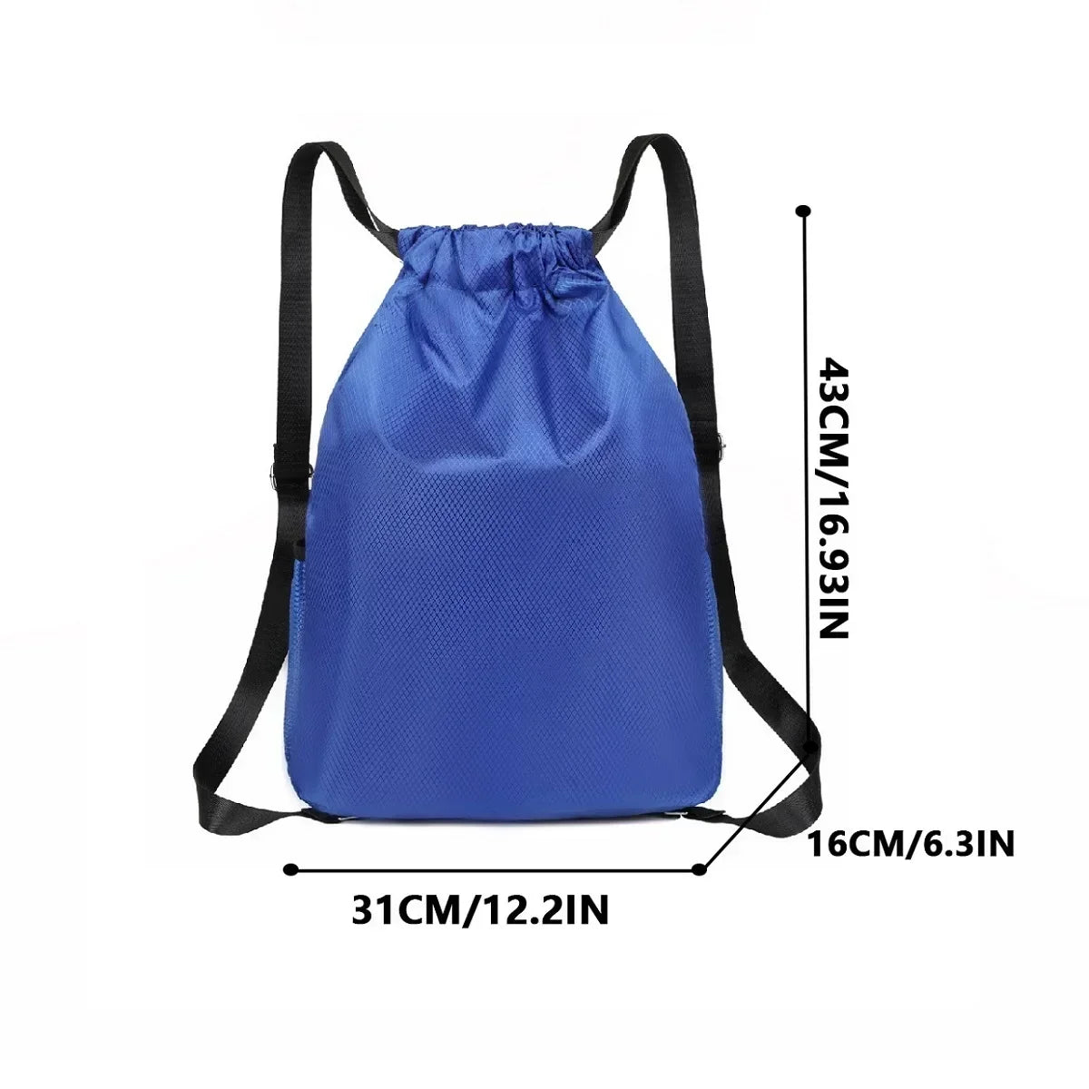 FANAN Outdoor Softback Blue Oxford Fabric Large Lightweight Polyester Lining Single Compartment Black Shoulder Straps-Handle External Double-Sided Pockets Single-Double Sports Drawstring Backpacks /Colors-Black/Blue/Yellow/Orange/Red