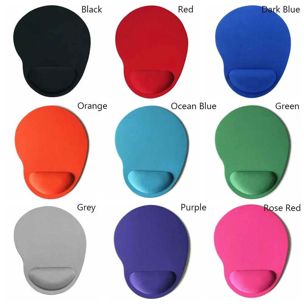 DITIPOO Solid Multicolor Rectangle-Oblong Oval Shaped Smooth Lycra Fabric Top-EVA Memory Foam-PU Design Ergonomic Wrist Rest Support Rubber Base Mouse Pads/Colors-Blue/Black/Red/Purple/Gray/Multicolor