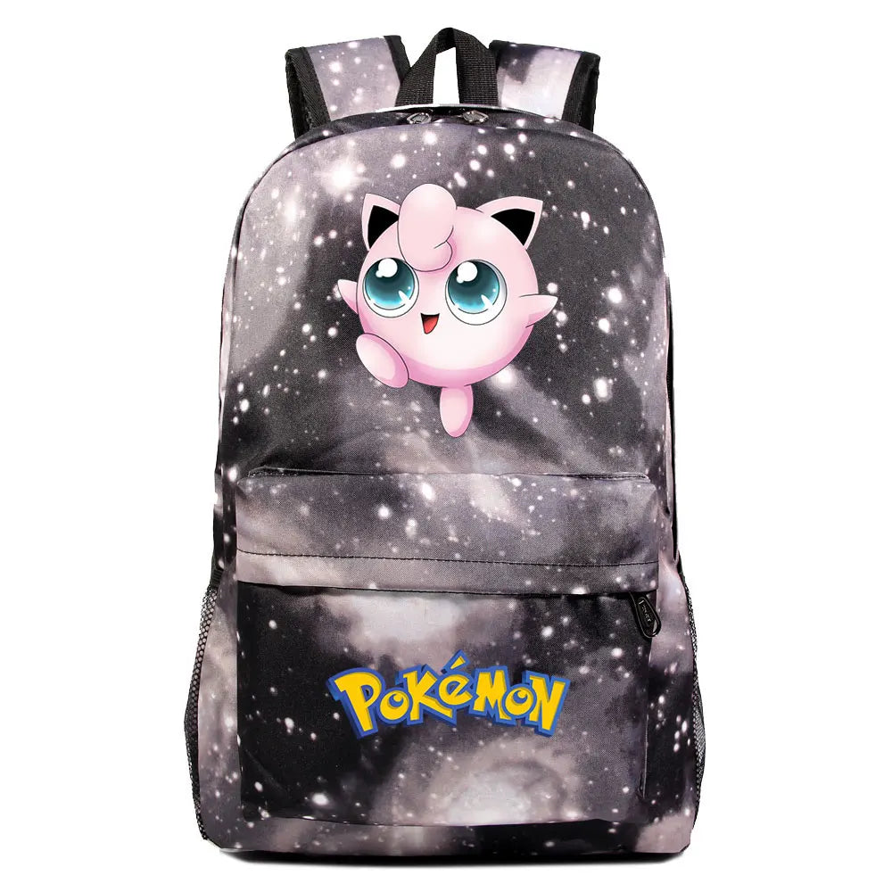 MINISO Kids Softback Waterproof Oxford Fabric Cartoon Anime Pokemon Design Adjustable Shoulder Straps-One Handle 15 Inch Laptop Single Compartment School Backpacks/Colors-Blue/Pink/Black/Multicolor