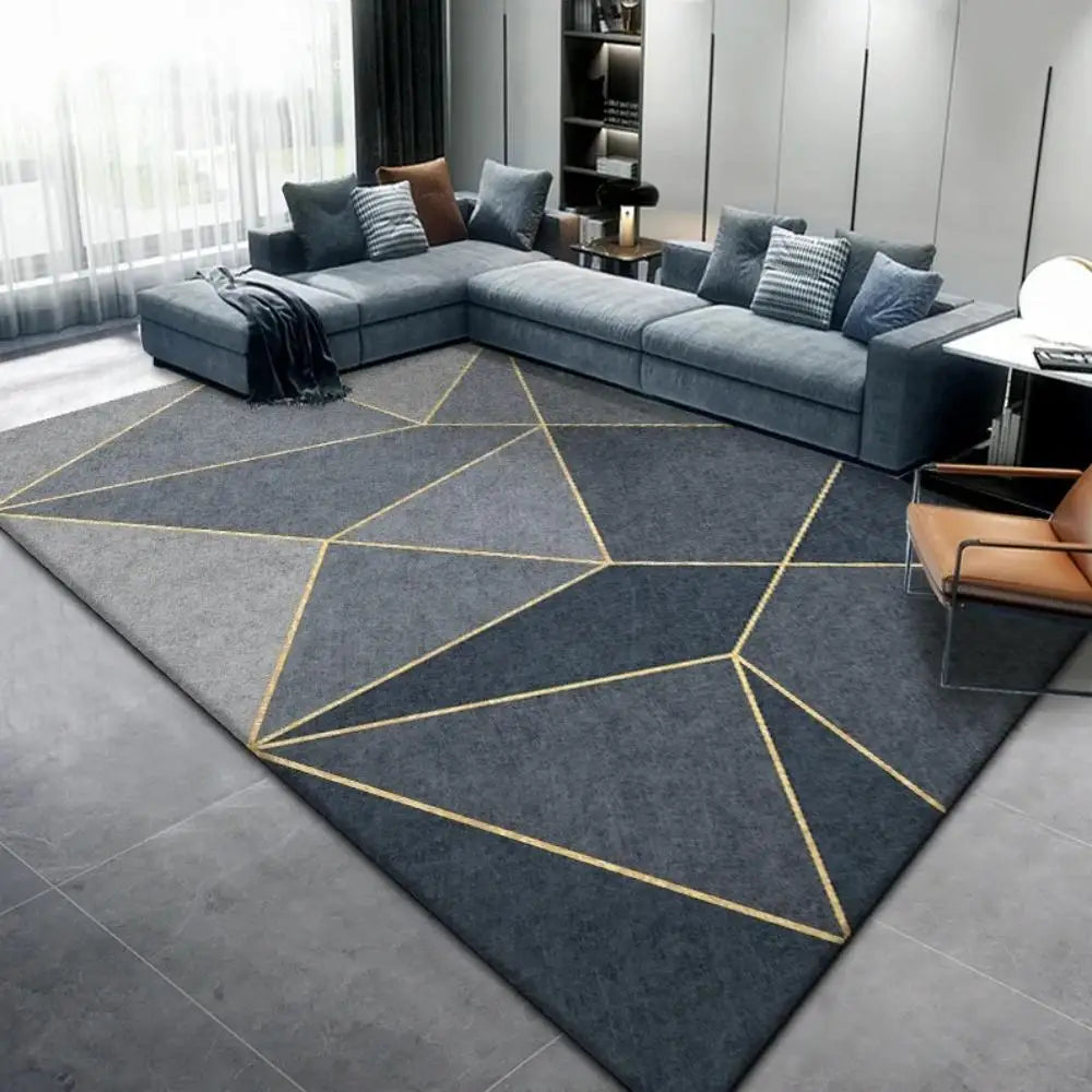 VIKAMA Indoor-Outdoor Large Machine-Made White-Black Rectangle Crystal Velvet Geometric Soft Polyester Fabric Non-Slip Bottom Wear-Resistant Nordic Living Room Rugs/Colors-White/Geometric/Striped/Black/Hand-Machine Washable